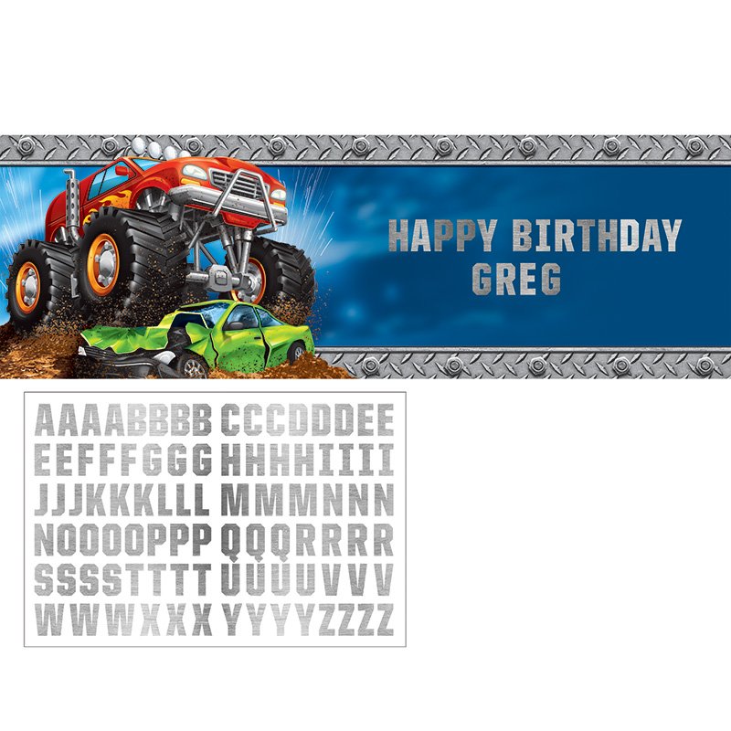Bannière avec autocollants MONSTER TRUCK RALLYE