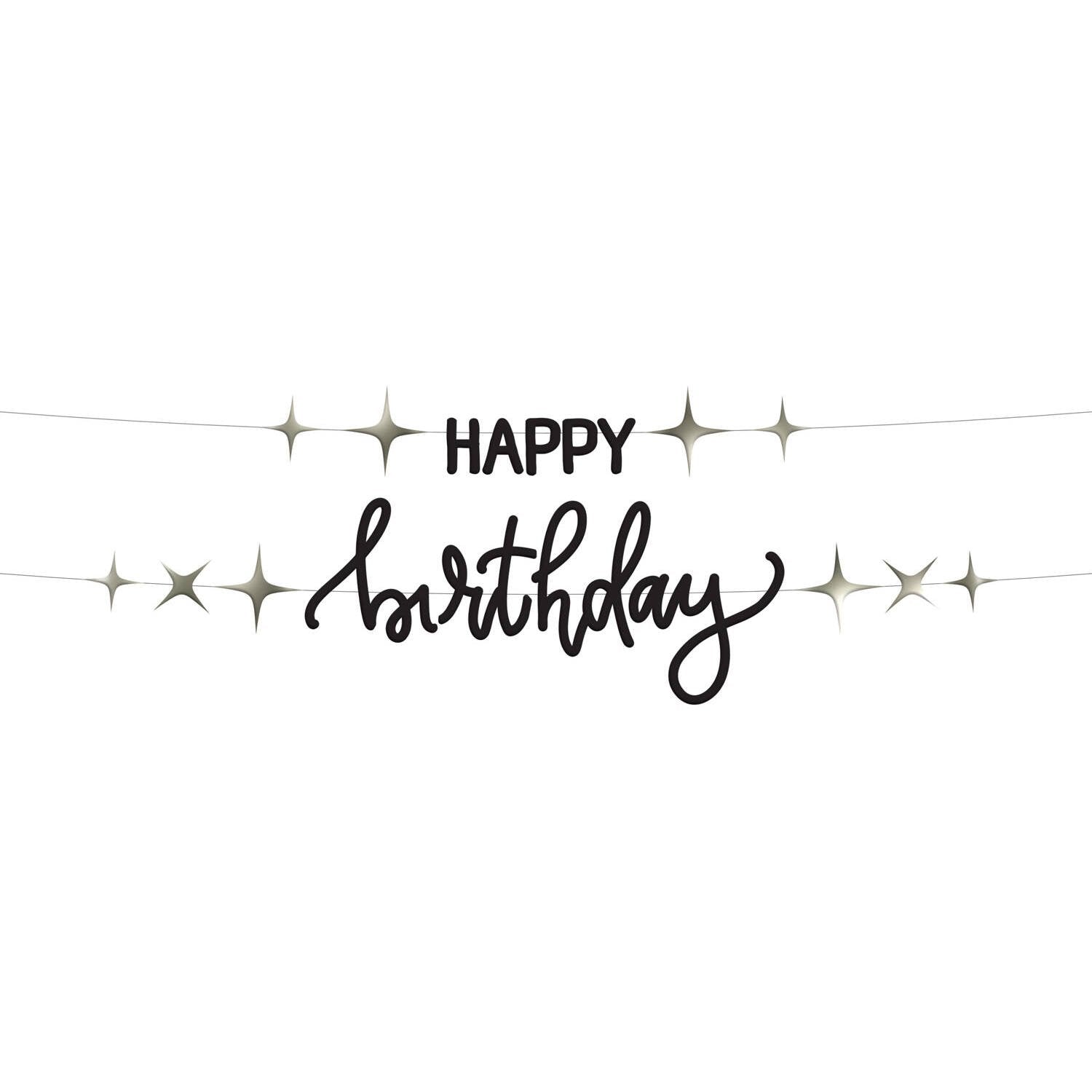 Striscione nero di buon compleanno 14 cm x 1 m