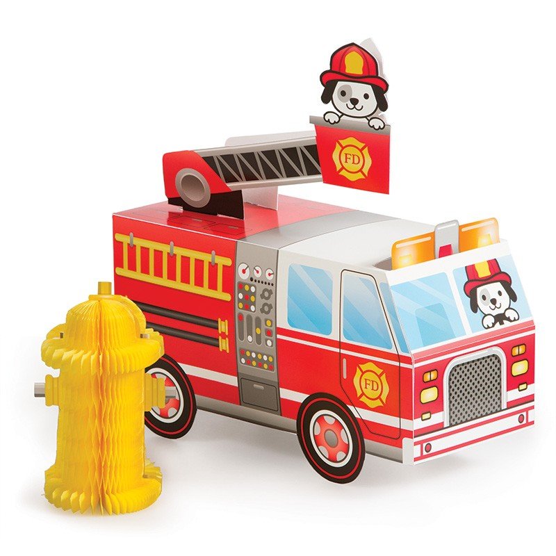 CENTROTAVOLA CAMION DEI POMPIERI IN FIAMME (2 PEZZI)