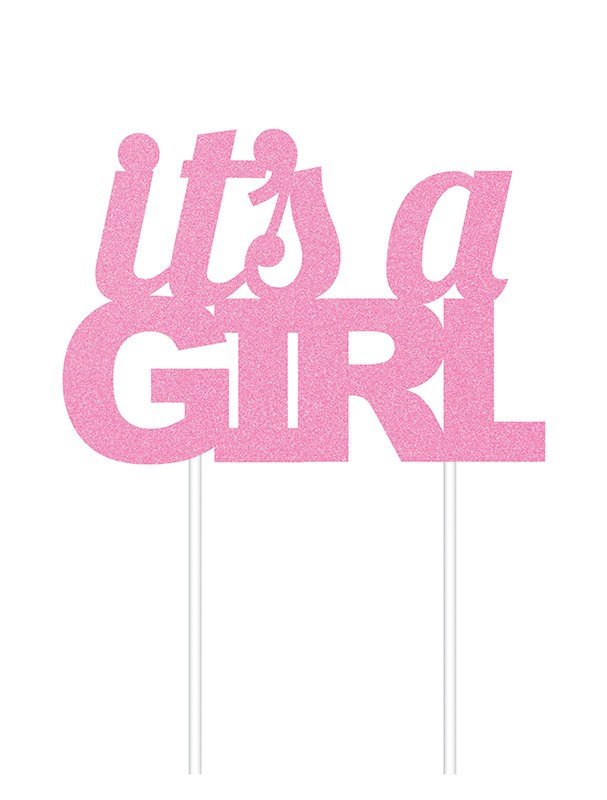 Decoración Pastel Girl Rosa Glitter