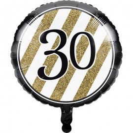 Ballon métallisé 45 cm « 30 » noir et or