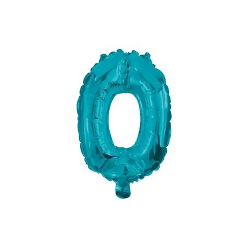 BALLON BLEU 32 CM CHIFFRE 0