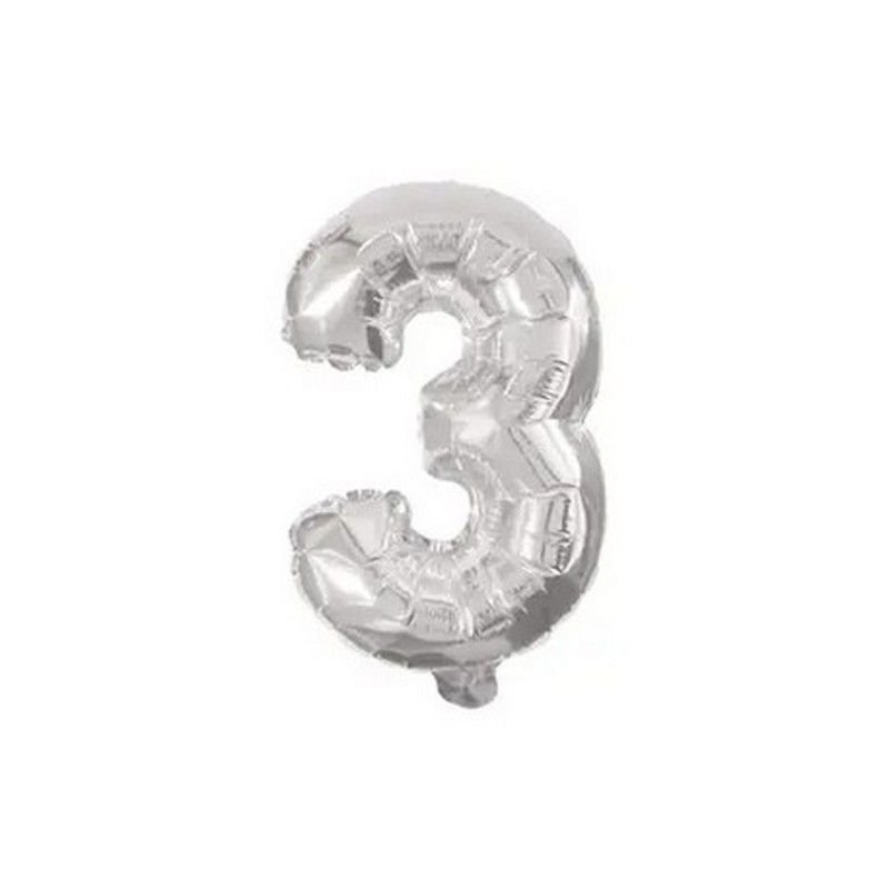 PALLONCINO NUMERO 3, 32 CM, ARGENTO