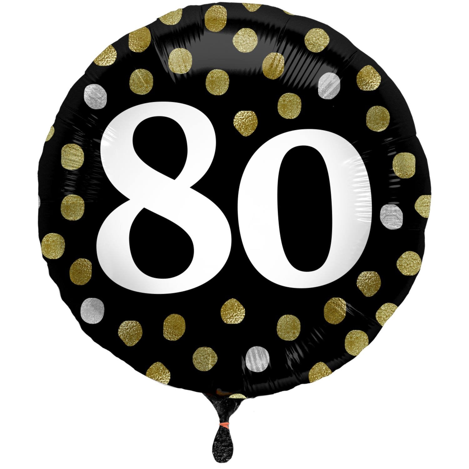 Palloncino 80° anniversario, lamina nera lucida, 45 cm