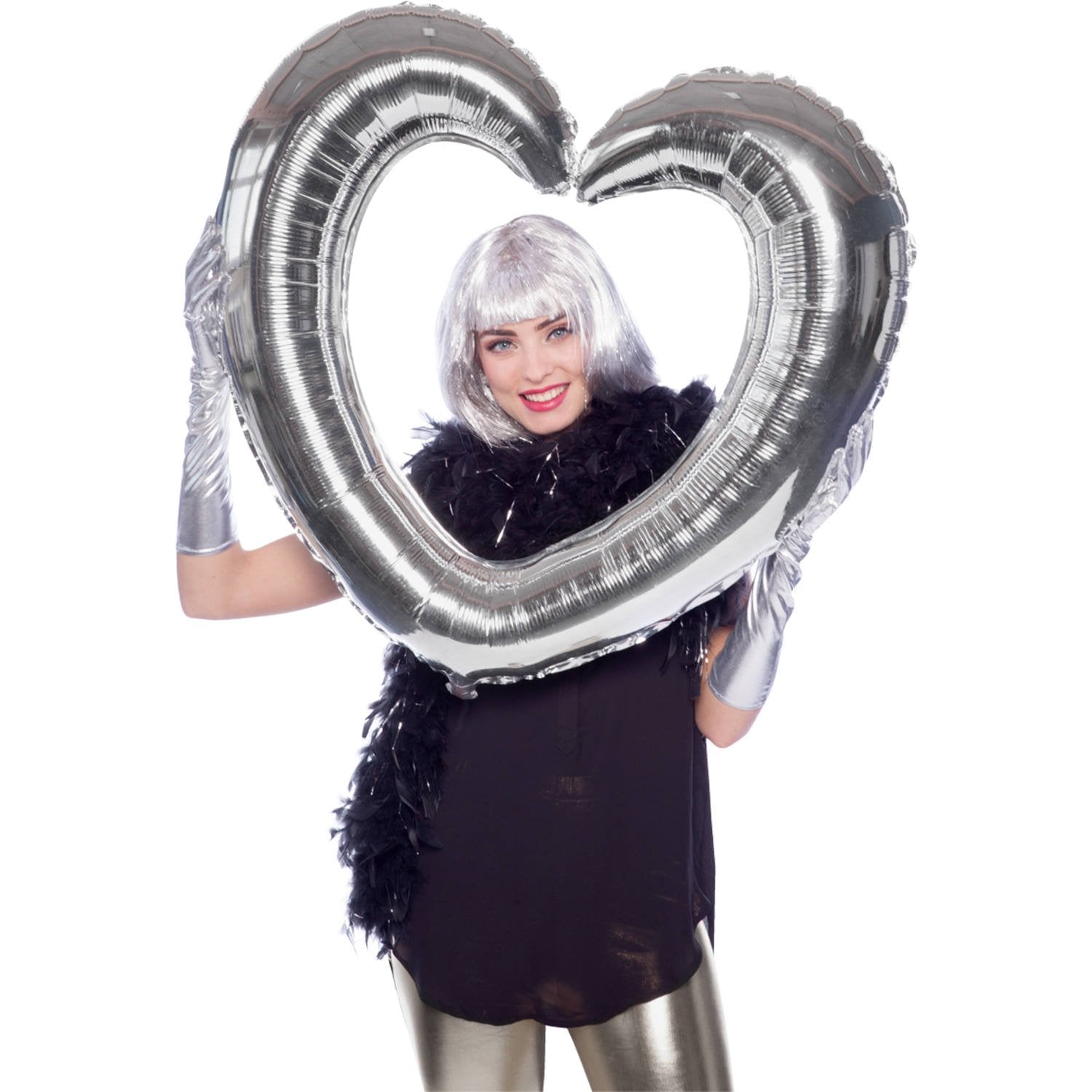 Palloncino a forma di cuore 80 cm argento