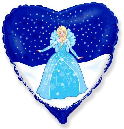 Palloncino a forma di cuore principessa invernale 45 cm