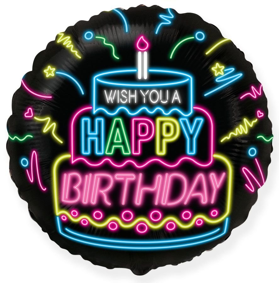 Globo Neon Happy Birthday 45 cm