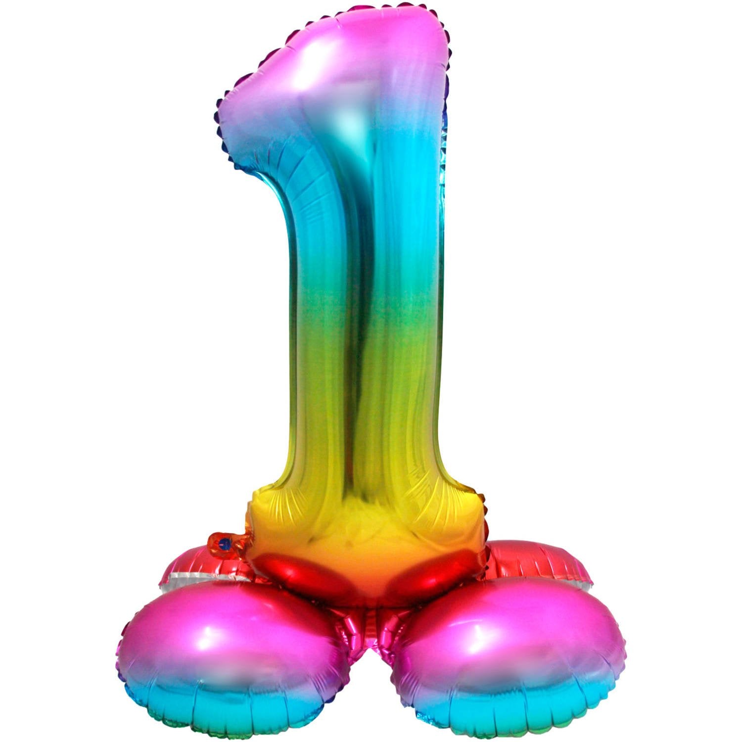 Palloncino numero 1, 72 cm, multicolore, con supporto