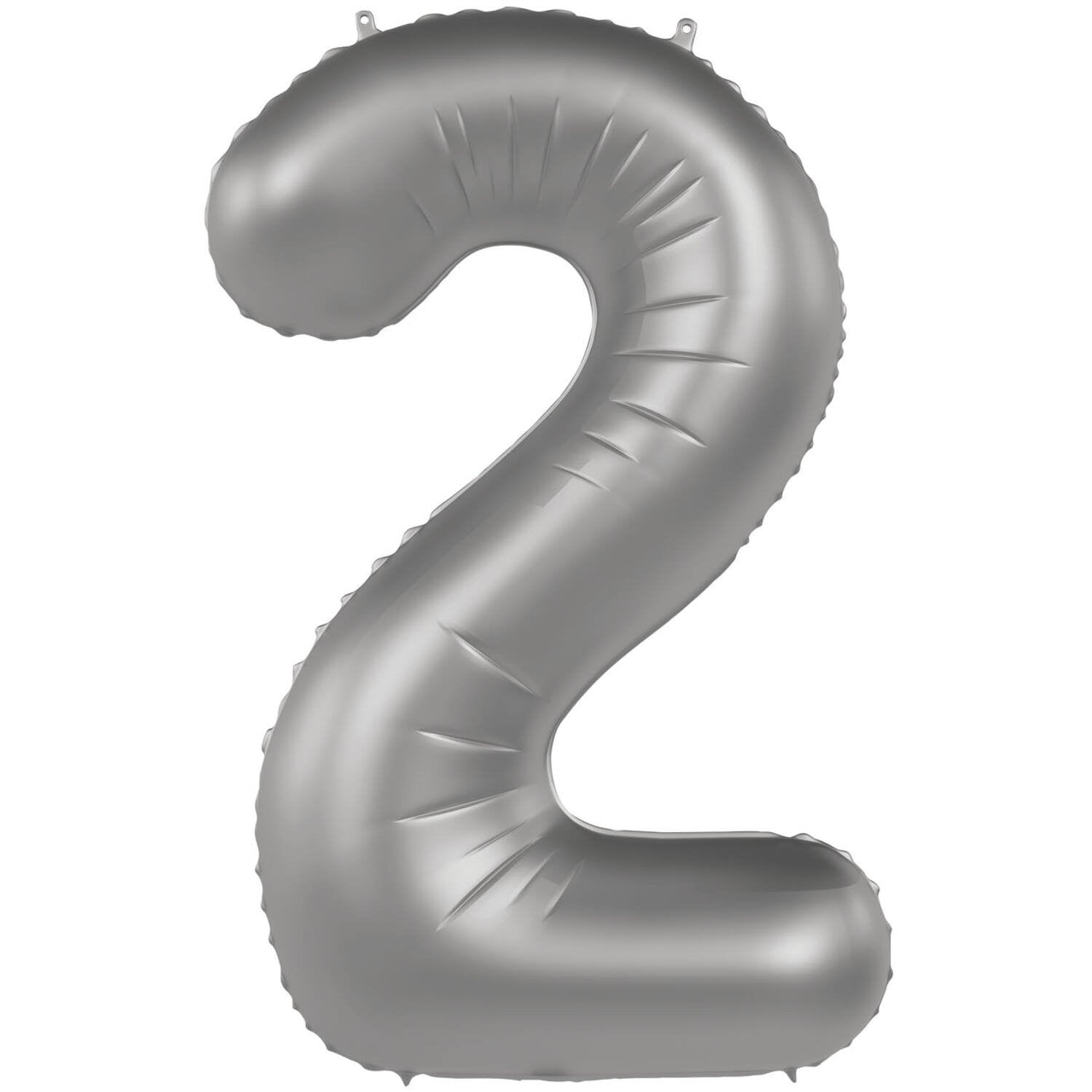 Palloncino numero 2 Moonlight Silver Satin Glitter 86 cm