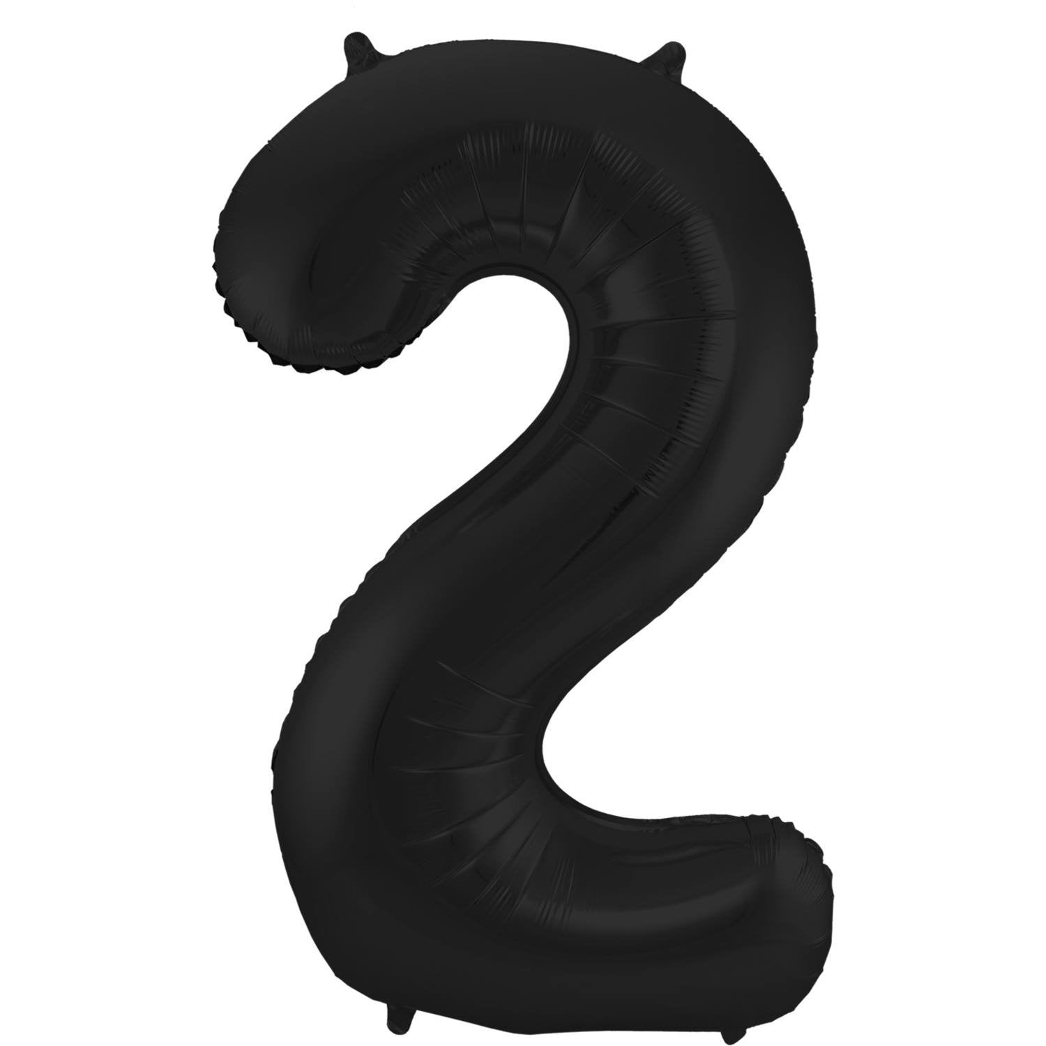 Ballon chiffre 2, 86 cm, noir mat