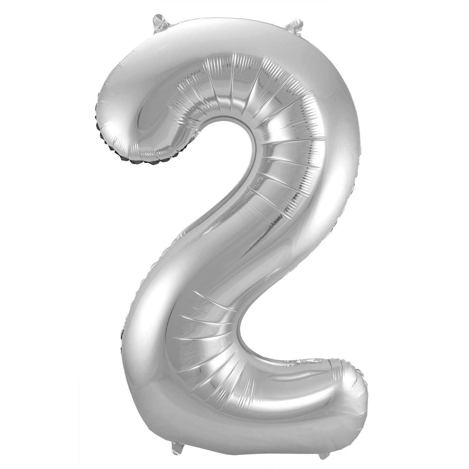 Palloncino numero 2, 86 cm, argento