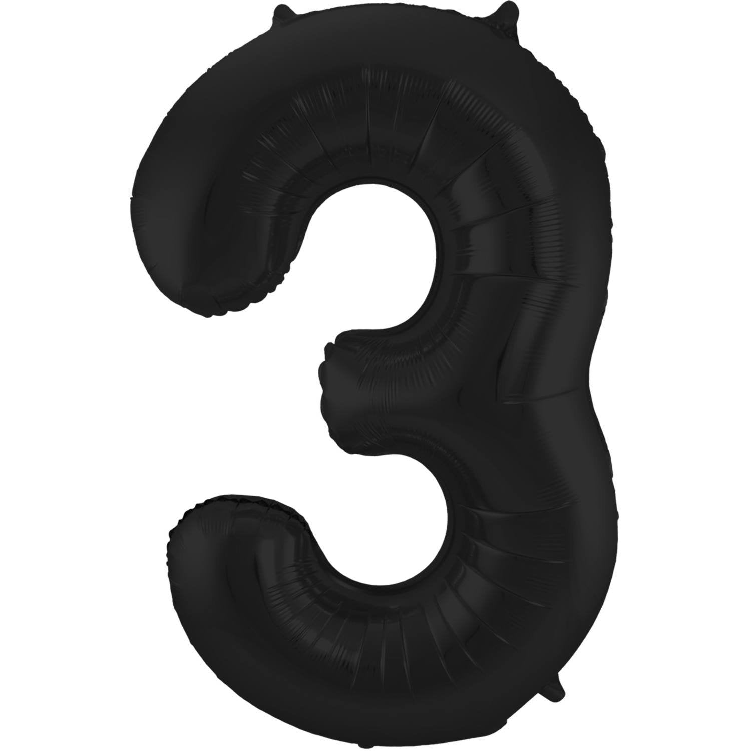 Palloncino numero 3 86 cm nero opaco