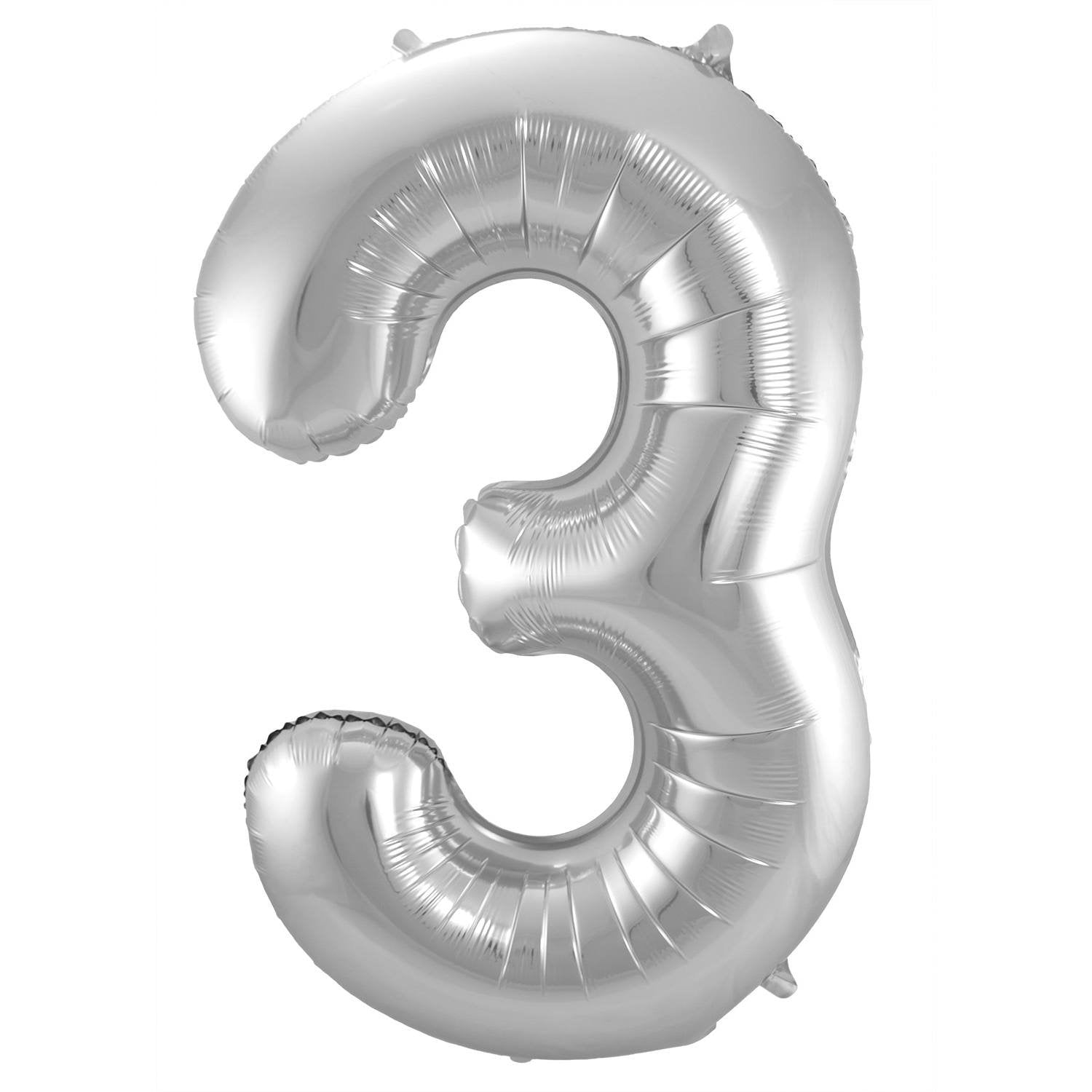 Ballon chiffre 3, 86 cm, argent
