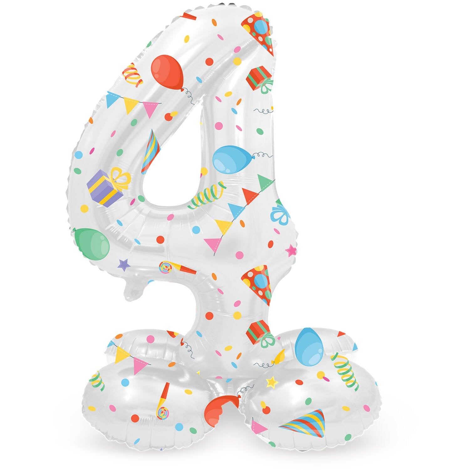 Palloncino numero 4 Joyful Party con base 41 cm