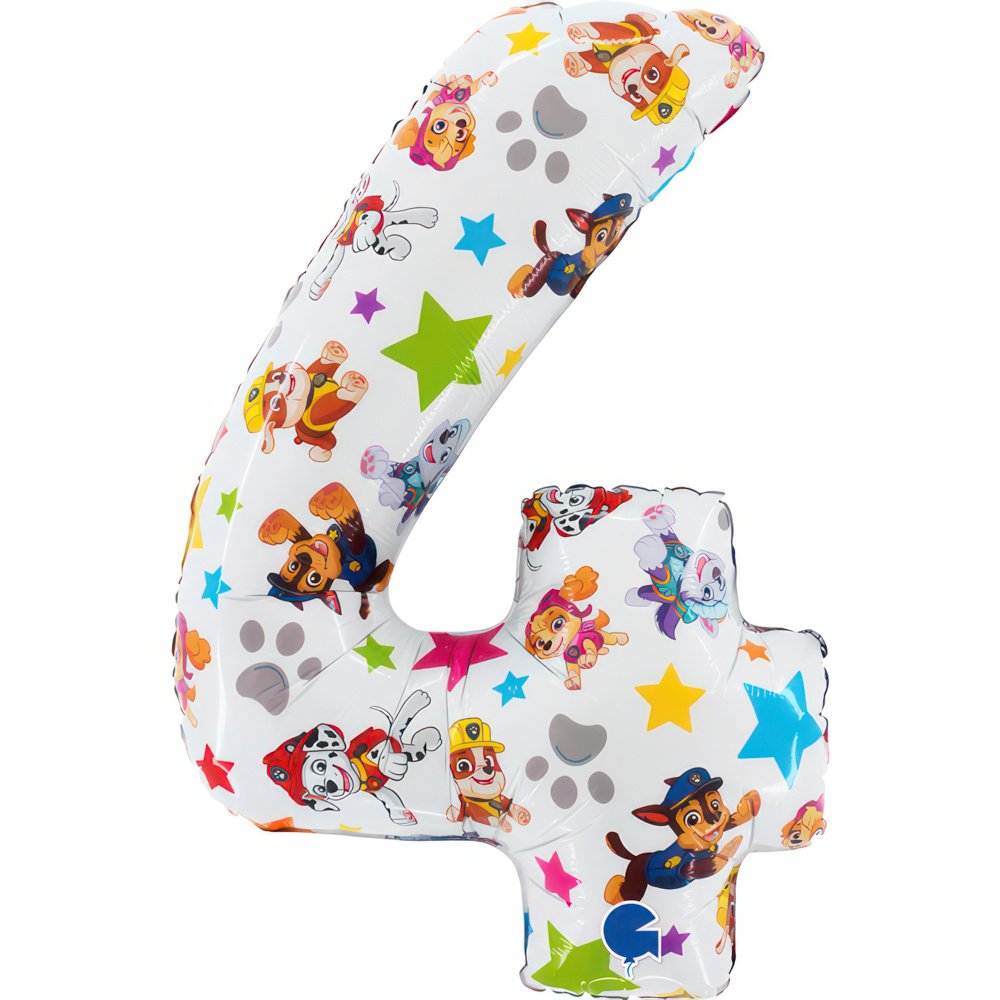 Palloncino numero 4 Paw Patrol 52 x 72 cm