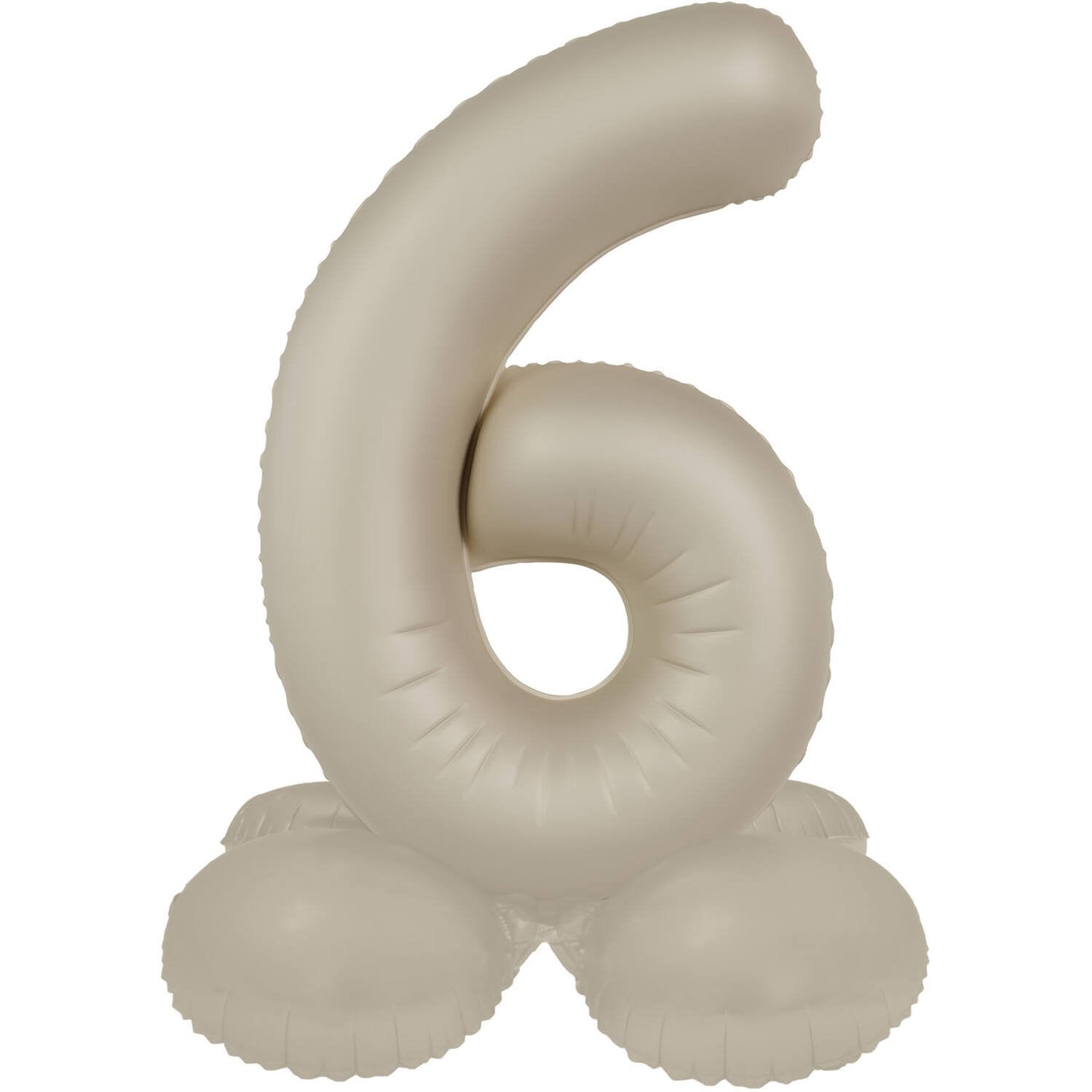 Palloncino numero 6 Creamy Latte Ultra Matte con supporto 41 cm