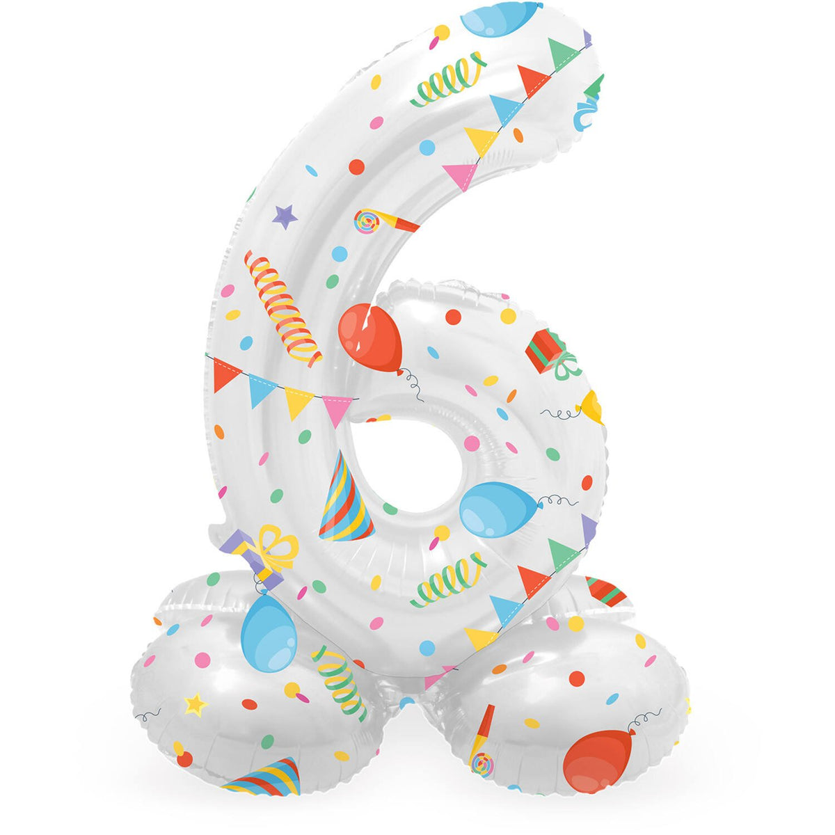 Palloncino numero 6 Joyful Party con base 41 cm