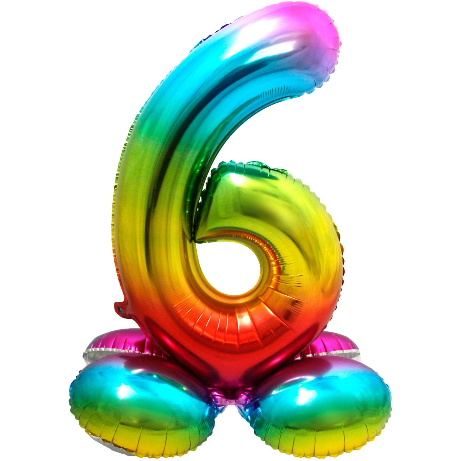Palloncino numero 6, 72 cm, multicolore, con supporto