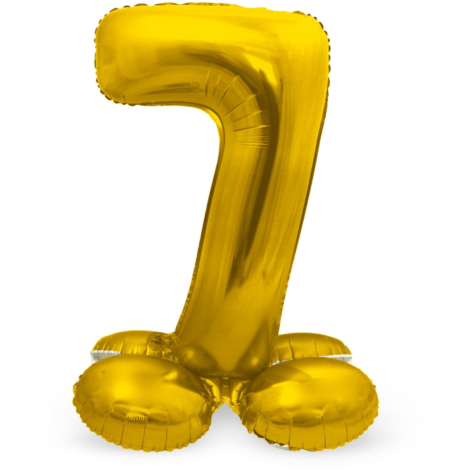 Palloncino numero 7, 72 cm, oro, con supporto