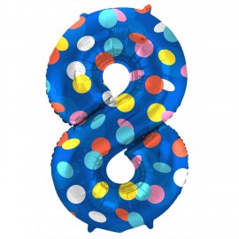 Palloncino numero 8 a pois colorati 86 cm
