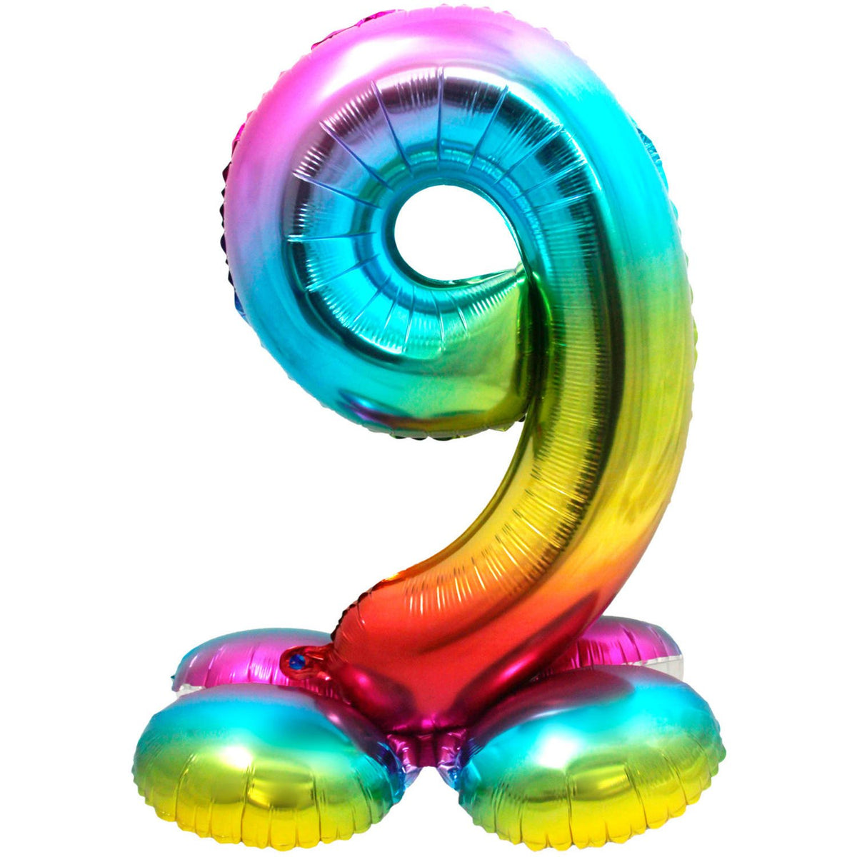 Palloncino numero 9, 72 cm, multicolore, con supporto