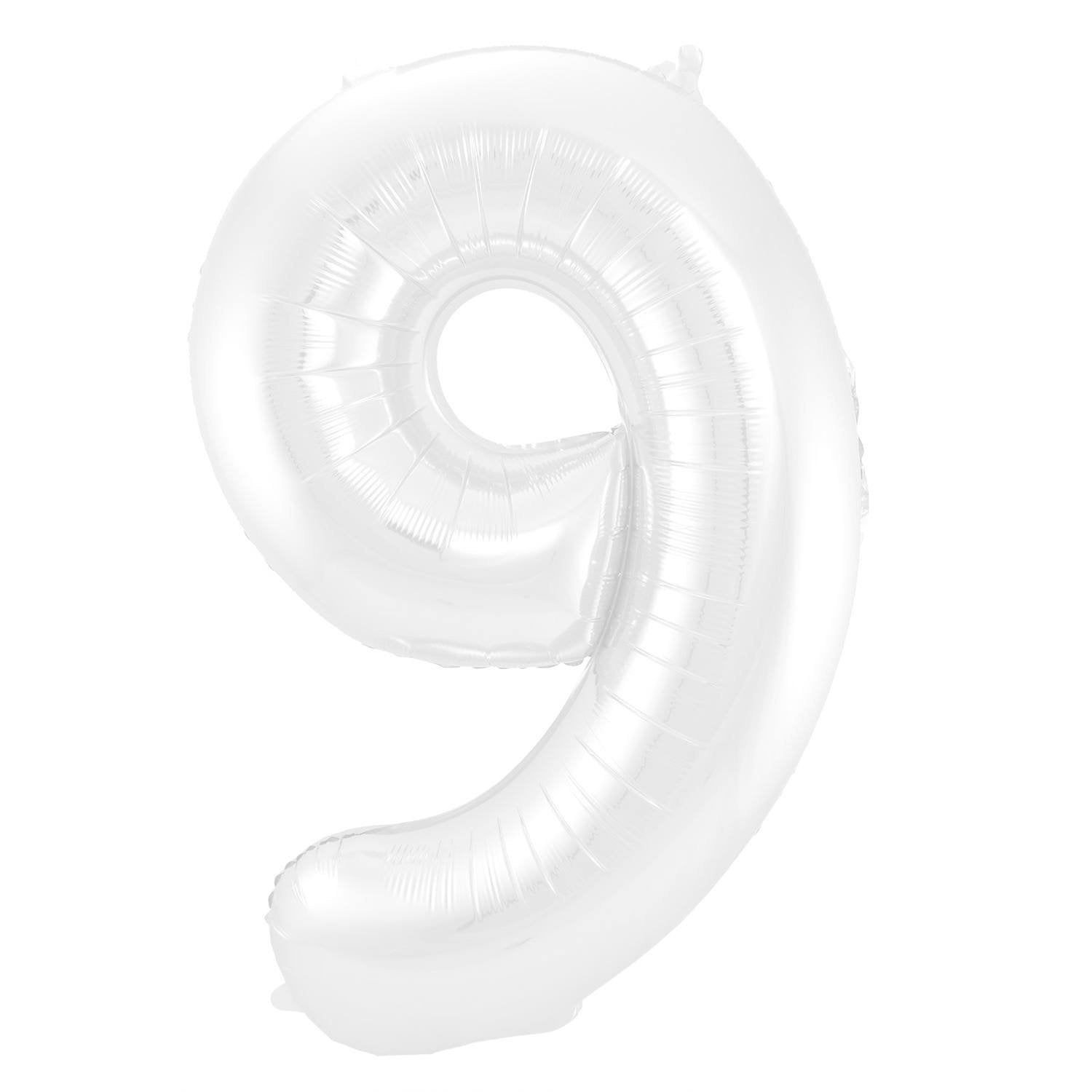 Palloncino numero 9, 86 cm, bianco