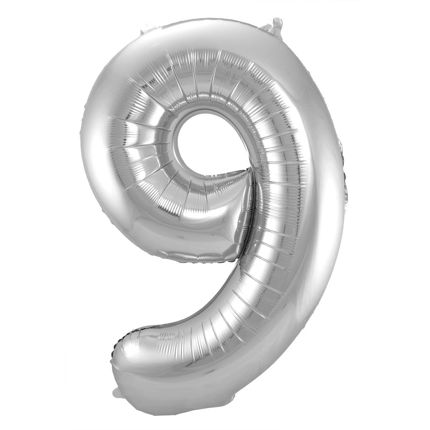 Ballon chiffre 9, 86 cm, argent