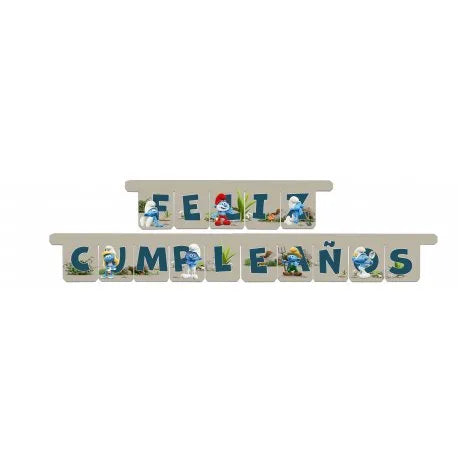 Guirlande des Schtroumpfs Joyeux Anniversaire (Espagnol)