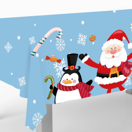 Tovaglia natalizia con disegno di Babbo Natale, 120 x 180 cm