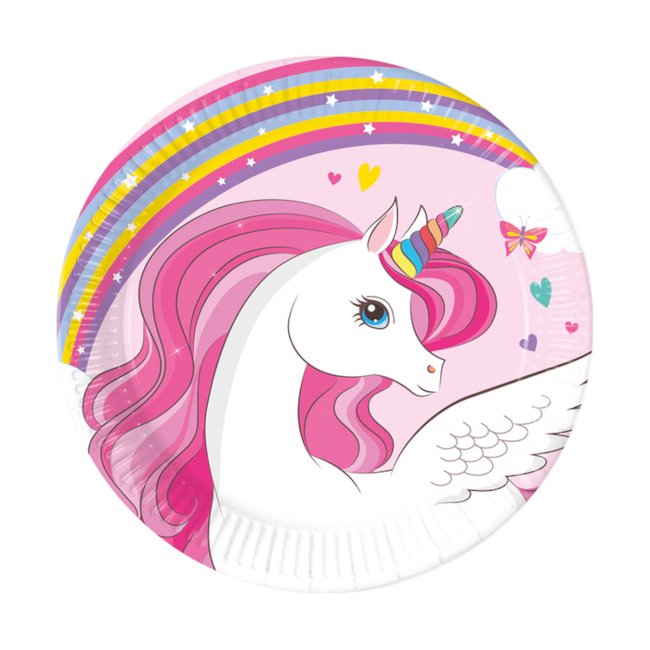 PIATTI 20 CM Unicorno Colori Arcobaleno