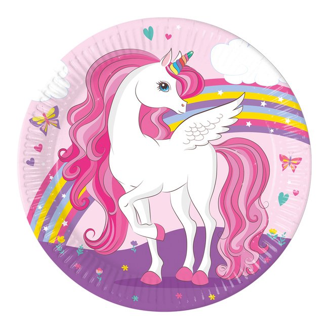 PIATTI 23 CM Unicorno Colori Arcobaleno