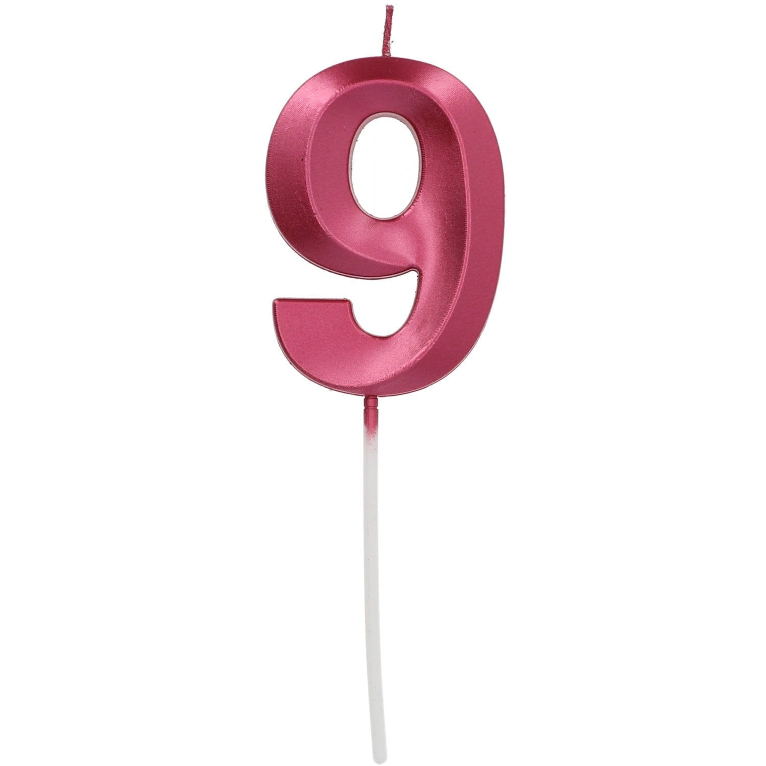 Vela 9 Metalizada Soporte Roja 7 cm