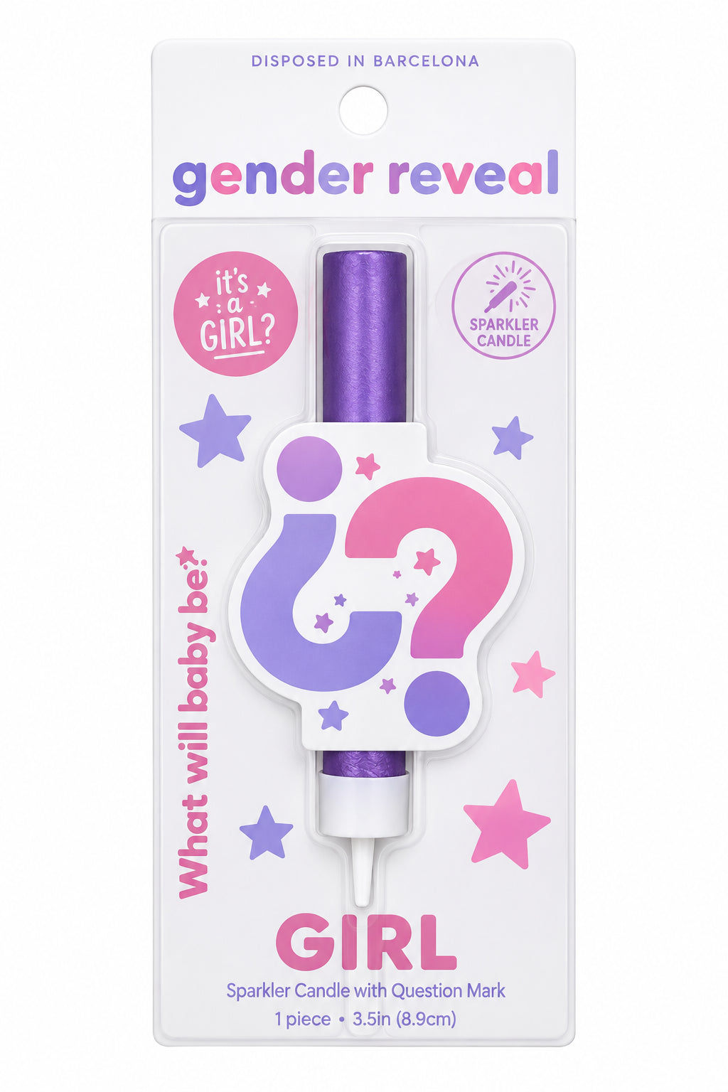 Gender reveal cake sparkler: Pink